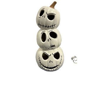 Disney Nightmare Before Christmas Jack Skellington Light Up Stack White Pumpkins